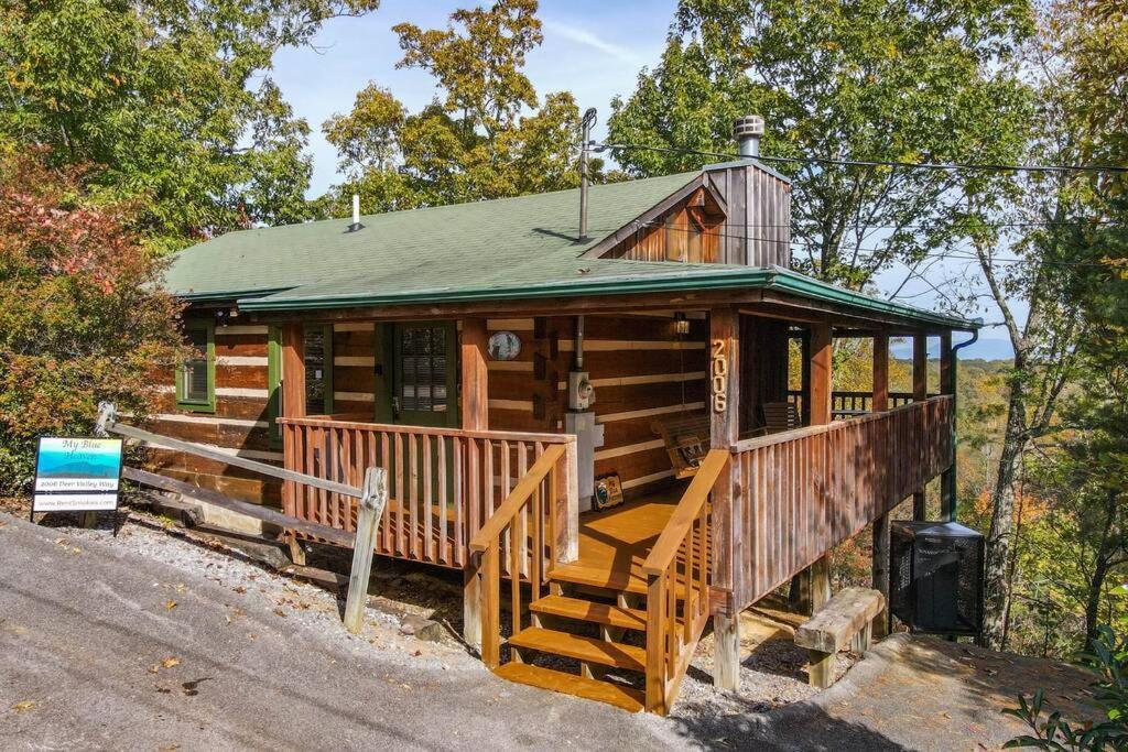 View! Cozy, Private, Fireplace, Hot Tub Log Cabin, Honeymoon! เซอเวียร์วีล ภายนอก รูปภาพ